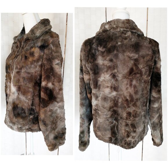 Andrea Faye Faux Fur Jacket Size Small Victoria Boa Cinchback Coat Equestrian - Picture 4 of 15